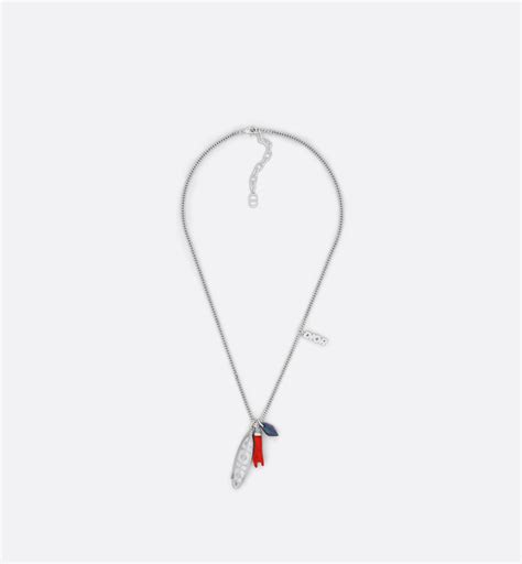 dior ketting zilver|Ketting met kristallen Messing met zilverkleurige afwerking en.